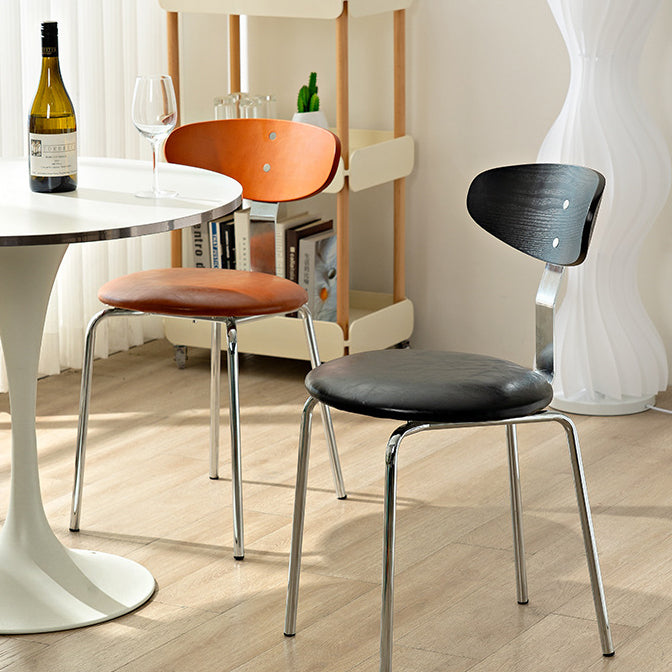Chaise de salle à manger avec dossier en fer rembourré vintage traditionnel carré pour salle à manger 