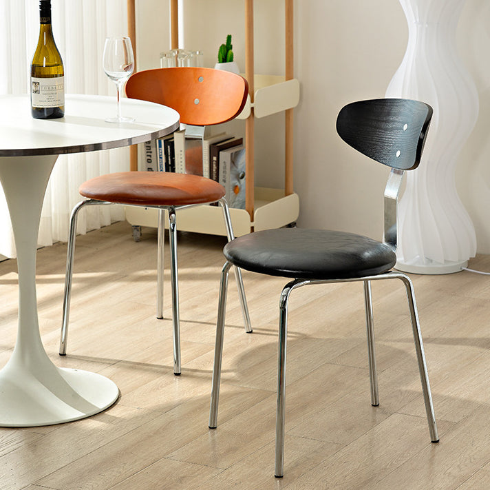 Chaise de salle à manger avec dossier en fer rembourré vintage traditionnel carré pour salle à manger 
