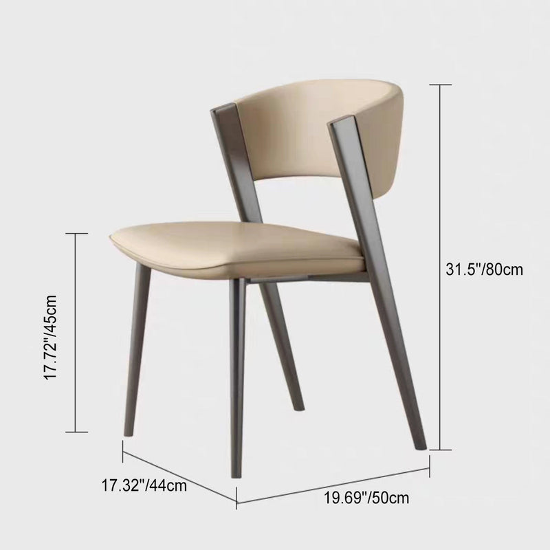 Zeitgenössischer Luxus Halb-Bogen Nappaleder Kohlenstoffstahl Stuhllehne für Wohnzimmer 