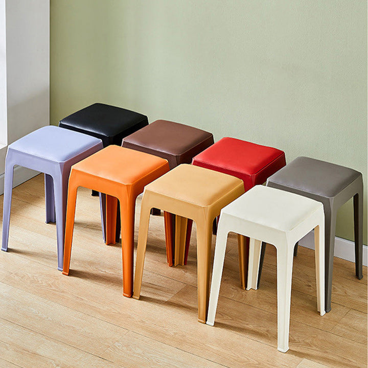 Moderner minimalistischer quadratischer Barhocker aus gepolstertem PU-Leder und PP-Kunststoff für das Esszimmer 