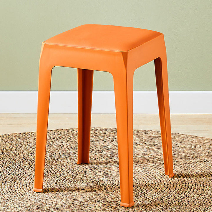 Moderner minimalistischer quadratischer Barhocker aus gepolstertem PU-Leder und PP-Kunststoff für das Esszimmer 