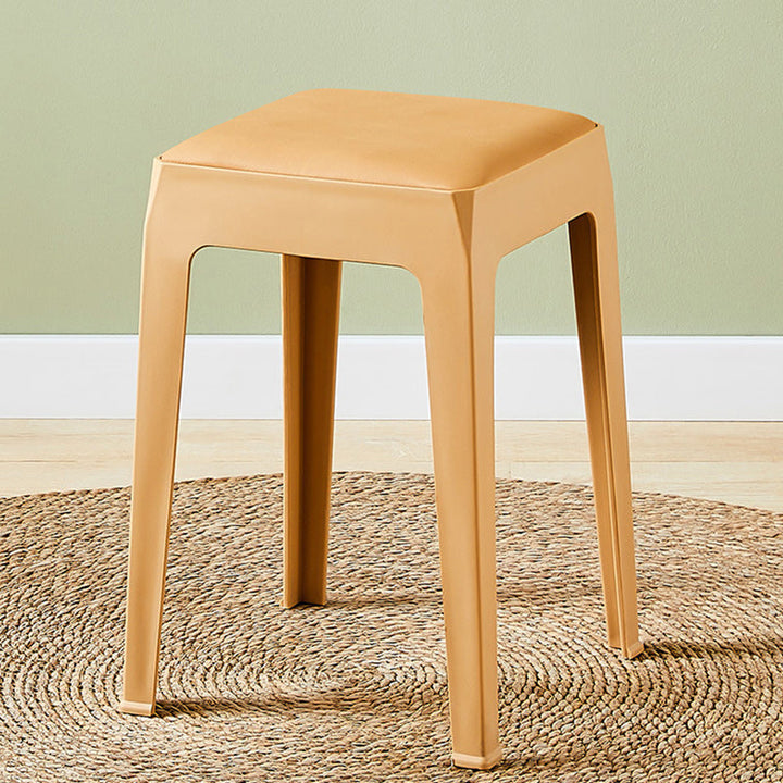 Moderner minimalistischer quadratischer Barhocker aus gepolstertem PU-Leder und PP-Kunststoff für das Esszimmer 