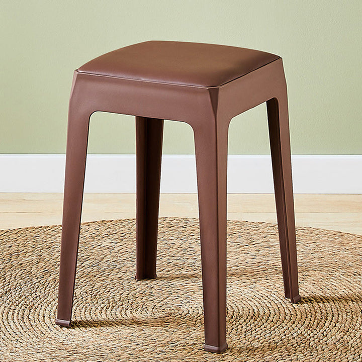 Moderner minimalistischer quadratischer Barhocker aus gepolstertem PU-Leder und PP-Kunststoff für das Esszimmer 