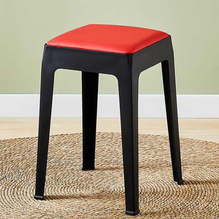 Moderner minimalistischer quadratischer Barhocker aus gepolstertem PU-Leder und PP-Kunststoff für das Esszimmer 