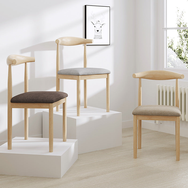 Chaise de salle à manger rembourrée en cuir PU en lin carré rétro traditionnel avec dossier pour salle à manger 