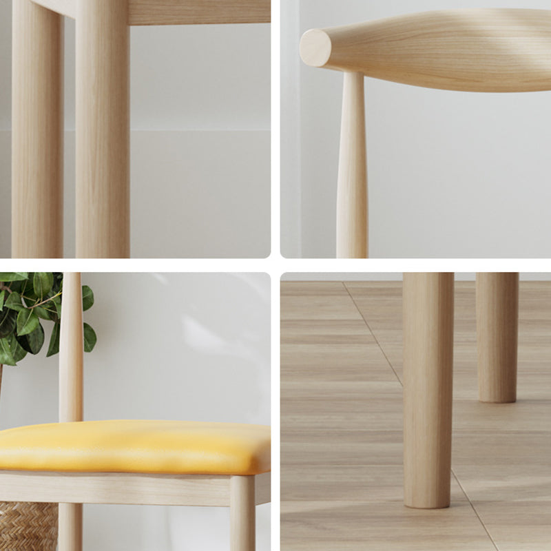 Chaise de salle à manger rembourrée en cuir PU en lin carré rétro traditionnel avec dossier pour salle à manger 