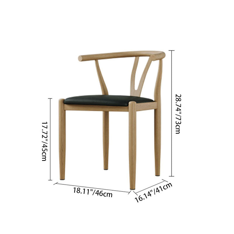 Chaise de salle à manger en cuir en acier au carbone ronde vintage traditionnelle avec dossier pour salle à manger 