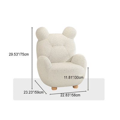 Silla de acento de cachemira con respaldo y reposabrazos para niños creativos contemporáneos en forma de oso y cordero para sala de estar 