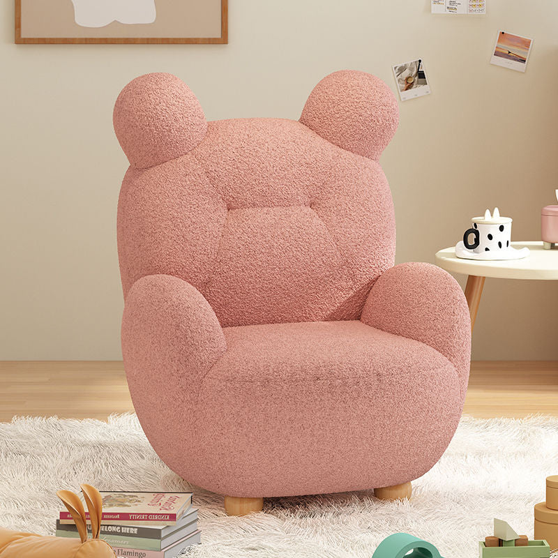 Silla de acento de cachemira con respaldo y reposabrazos para niños creativos contemporáneos en forma de oso y cordero para sala de estar 
