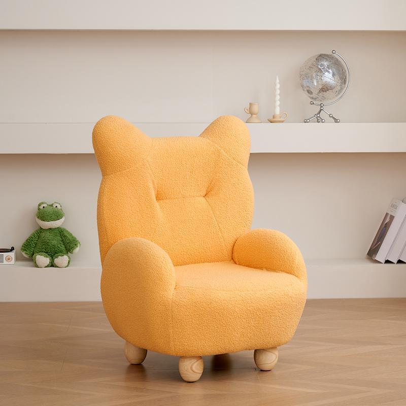 Silla de acento de cachemira con respaldo y reposabrazos para niños creativos contemporáneos en forma de oso y cordero para sala de estar 