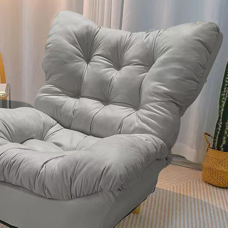 Sillón auxiliar rectangular moderno y minimalista de tela sherpa de tejido sintético, con estructura de acero y madera, respaldo y reposapiés, para sala de estar 
