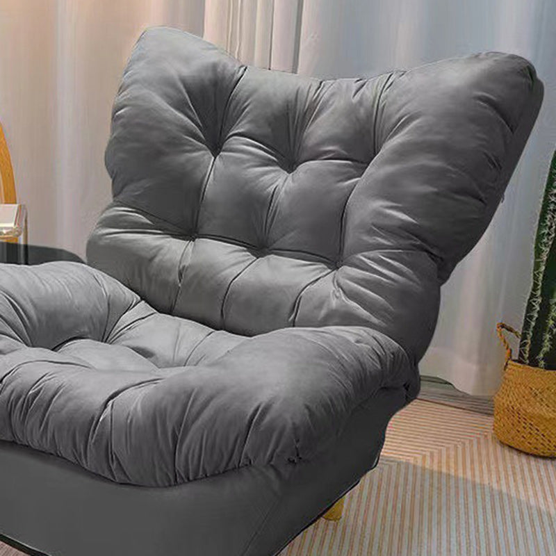 Sillón auxiliar rectangular moderno y minimalista de tela sherpa de tejido sintético, con estructura de acero y madera, respaldo y reposapiés, para sala de estar 
