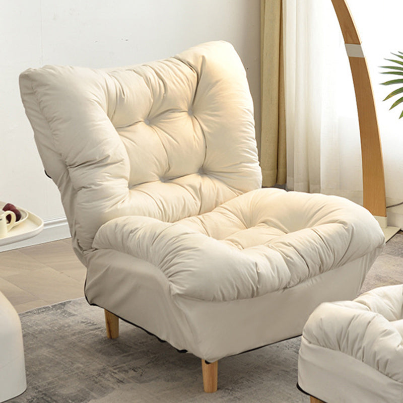 Sillón auxiliar rectangular moderno y minimalista de tela sherpa de tejido sintético, con estructura de acero y madera, respaldo y reposapiés, para sala de estar 