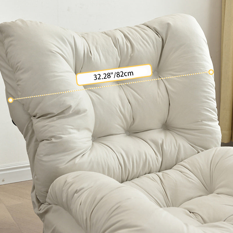 Sillón auxiliar rectangular moderno y minimalista de tela sherpa de tejido sintético, con estructura de acero y madera, respaldo y reposapiés, para sala de estar 