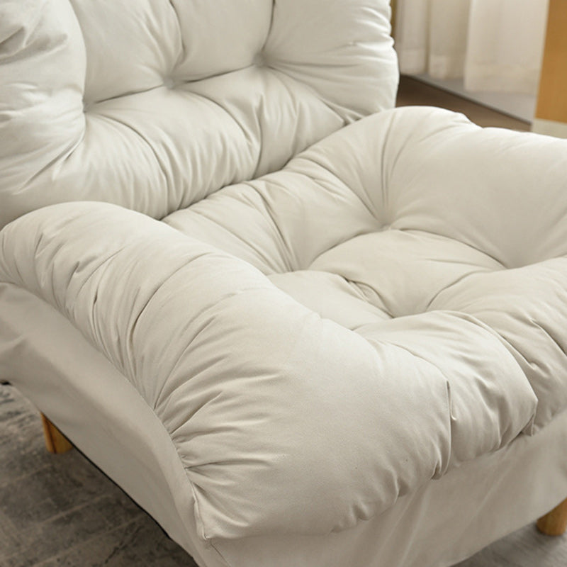 Sillón auxiliar rectangular moderno y minimalista de tela sherpa de tejido sintético, con estructura de acero y madera, respaldo y reposapiés, para sala de estar 