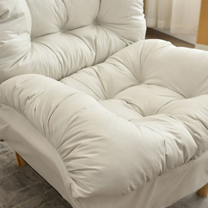 Sillón auxiliar rectangular moderno y minimalista de tela sherpa de tejido sintético, con estructura de acero y madera, respaldo y reposapiés, para sala de estar 