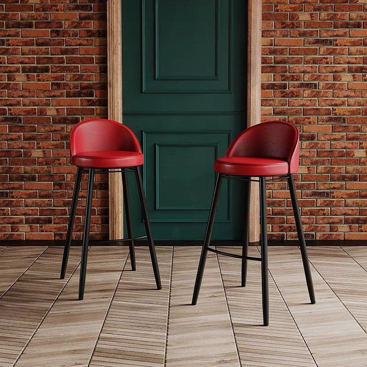 Contemporary Nordic Iron Curved Low Back Upholstered Bar Stool For