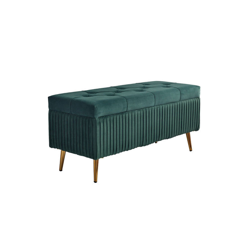 Modern Minimalist Velvet Sponge Metal Rectangular Storage Bench Backless For Entryway