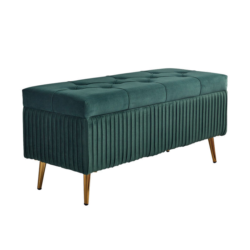 Modern Minimalist Velvet Sponge Metal Rectangular Storage Bench Backless For Entryway