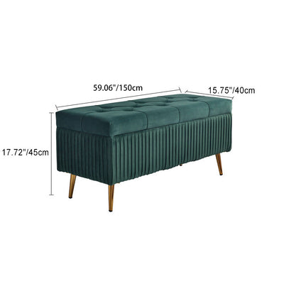 Modern Minimalist Velvet Sponge Metal Rectangular Storage Bench Backless For Entryway