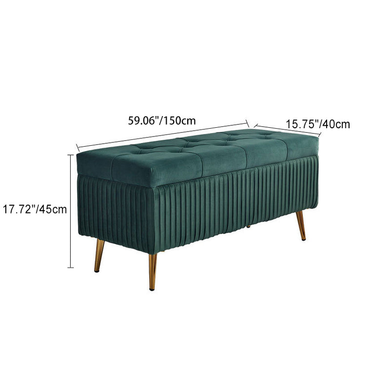 Modern Minimalist Velvet Sponge Metal Rectangular Storage Bench Backless For Entryway