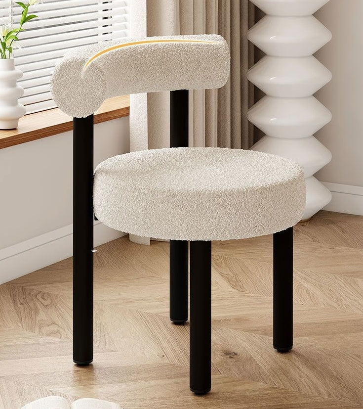 Tabouret de coiffeuse rond en laine d&