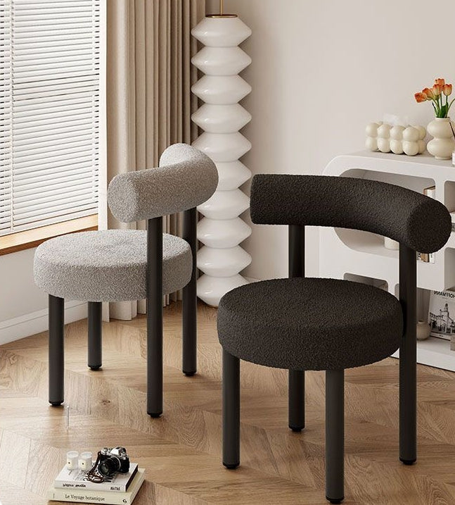 Tabouret de coiffeuse rond en laine d&