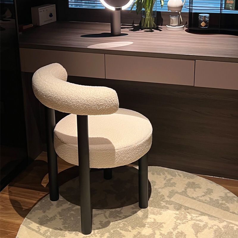 Tabouret de coiffeuse rond en laine d&