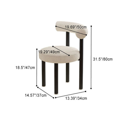 Tabouret de coiffeuse rond en laine d'agneau nordique contemporain avec dossier pour chambre 