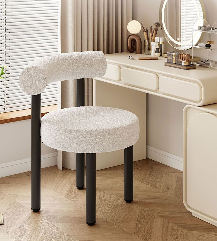 Tabouret de coiffeuse rond en laine d&