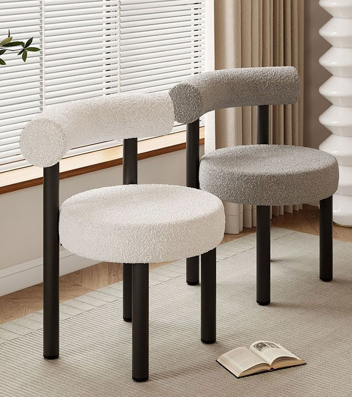 Tabouret de coiffeuse rond en laine d&
