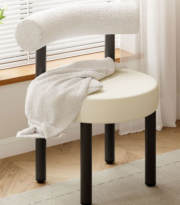 Tabouret de coiffeuse rond en laine d&