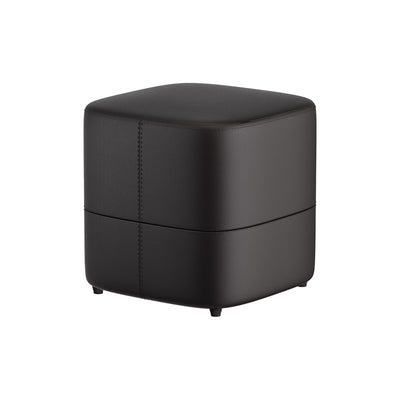 Modern Minimalist Square Leather Upholstered Wood Low Stool For Living Room