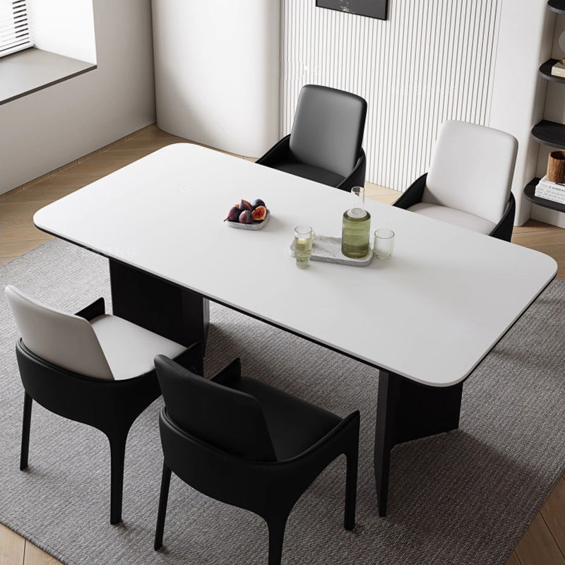 Chaise de salle à manger moderne de luxe rectangulaire avec dossier en peau à gratter pour chat, cadre en acier au carbone rembourré 