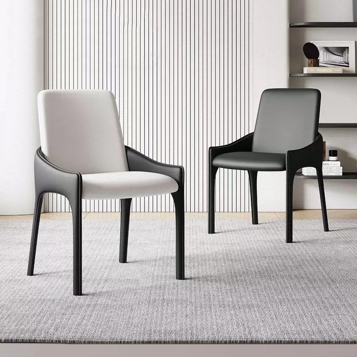 Chaise de salle à manger moderne de luxe rectangulaire avec dossier en peau à gratter pour chat, cadre en acier au carbone rembourré 