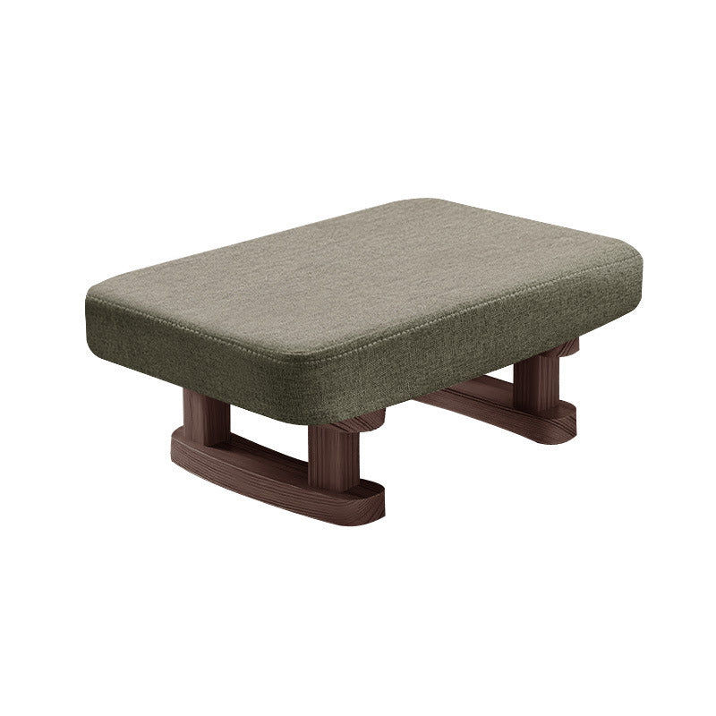 Modern Minimalist Rectangular Cotton And Linen Wood Footstool For Living Room