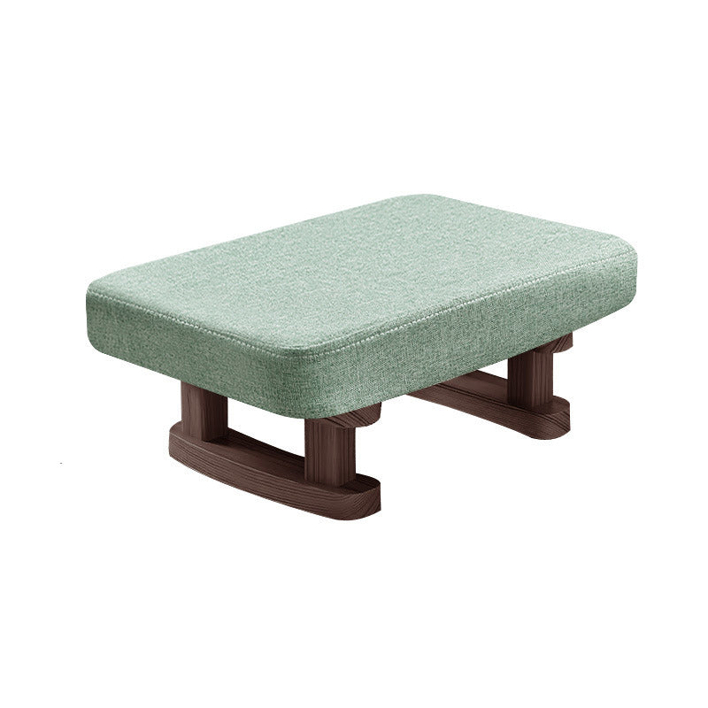 Modern Minimalist Rectangular Cotton And Linen Wood Footstool For Living Room