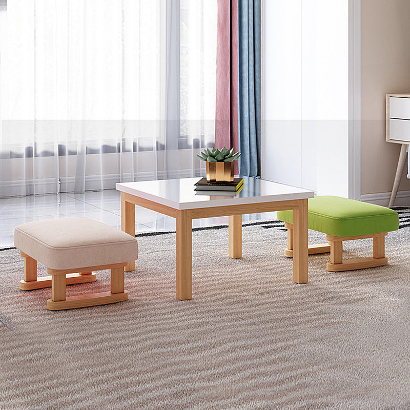 Modern Minimalist Rectangular Cotton And Linen Wood Footstool For Living Room
