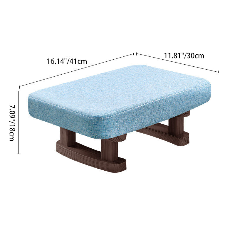 Modern Minimalist Rectangular Cotton Linen Pine Footstool For Living Room