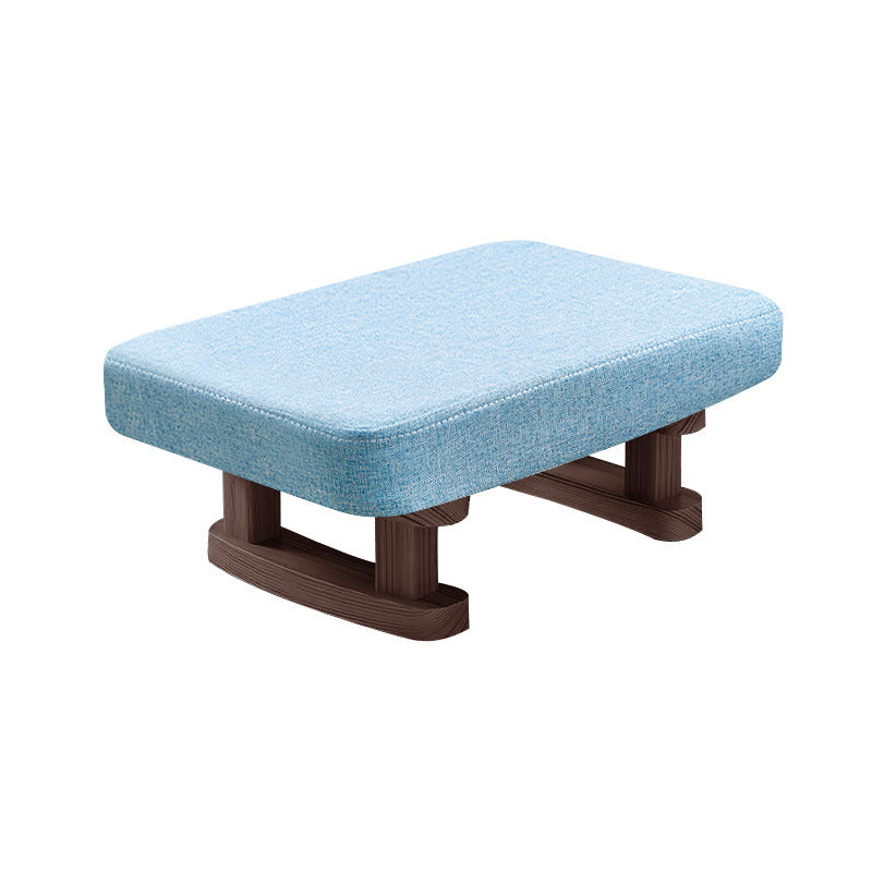 Modern Minimalist Rectangular Cotton And Linen Wood Footstool For Living Room