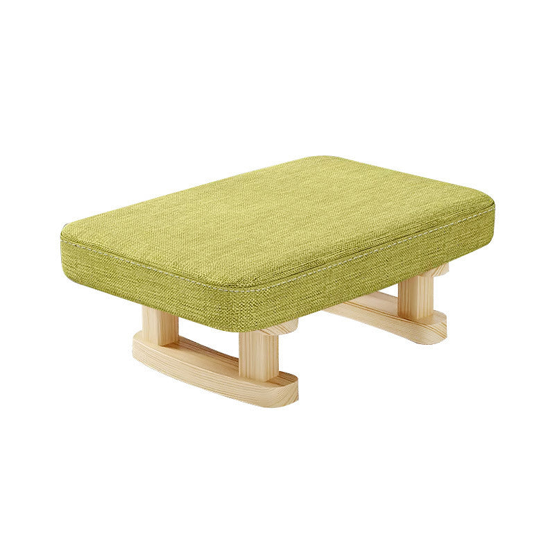 Modern Minimalist Rectangular Cotton And Linen Wood Footstool For Living Room