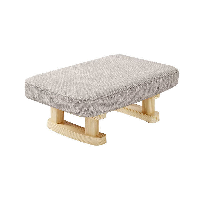 Modern Minimalist Rectangular Cotton And Linen Wood Footstool For Living Room