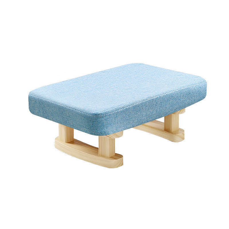 Modern Minimalist Rectangular Cotton Linen Pine Footstool For Living Room