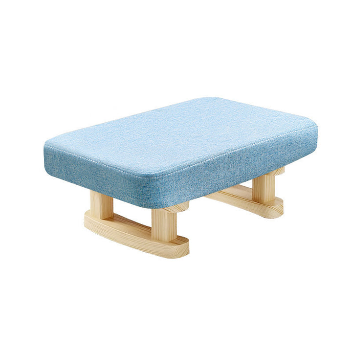 Modern Minimalist Rectangular Cotton Linen Pine Footstool For Living Room