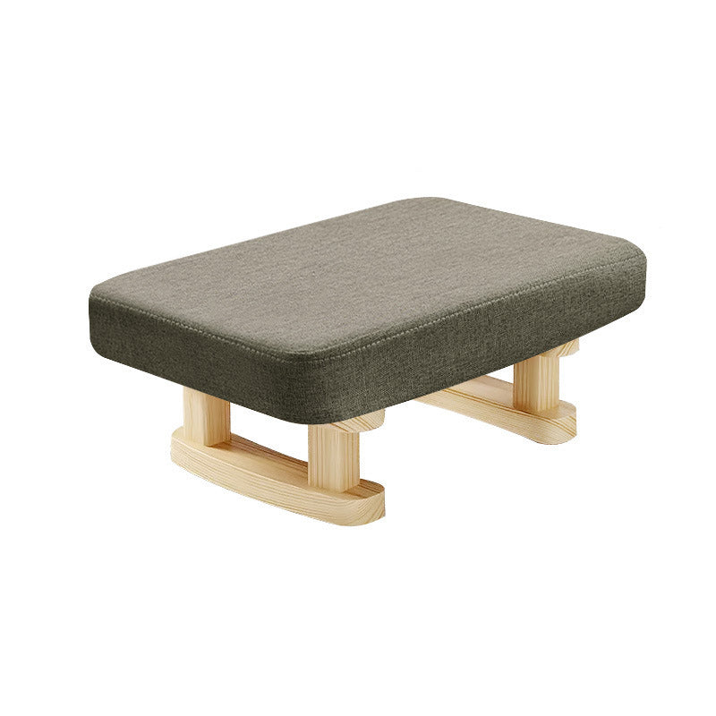 Modern Minimalist Rectangular Cotton And Linen Wood Footstool For Living Room