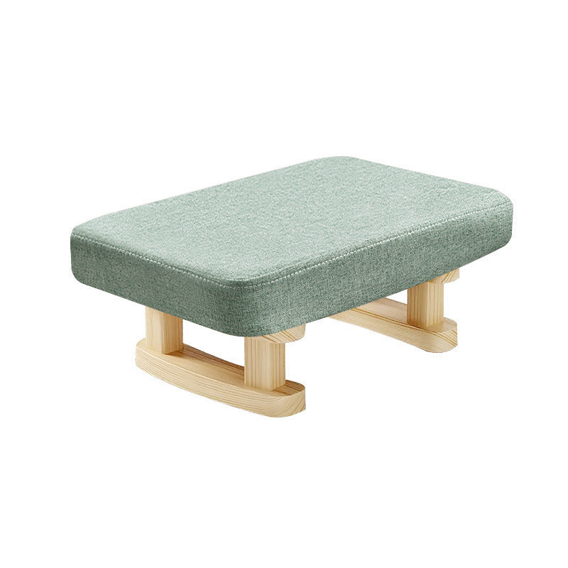 Modern Minimalist Rectangular Cotton And Linen Wood Footstool For Living Room