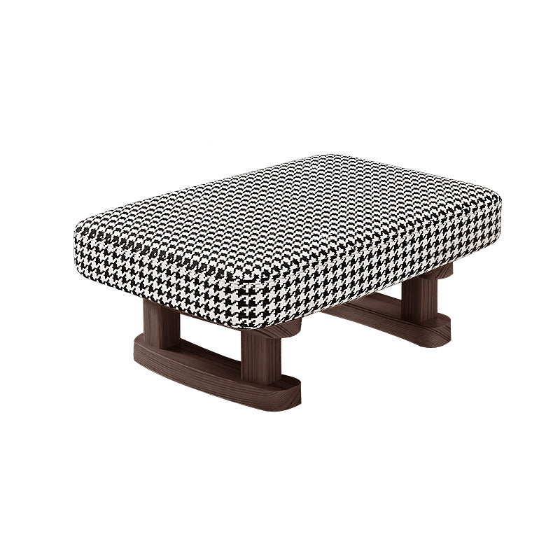 Modern Minimalist Rectangular Cotton Linen Pine Footstool For Living Room