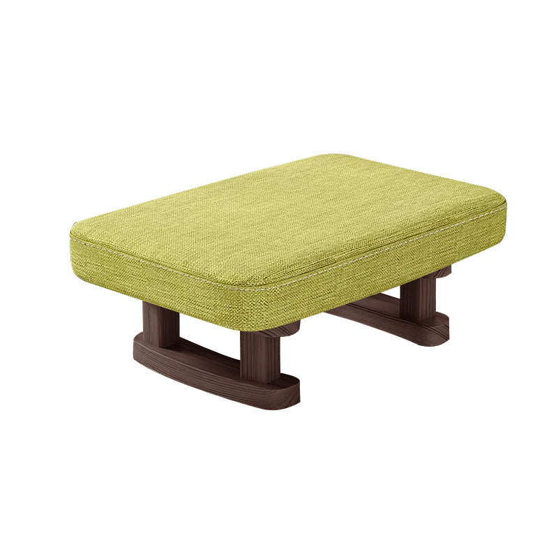 Modern Minimalist Rectangular Cotton And Linen Wood Footstool For Living Room