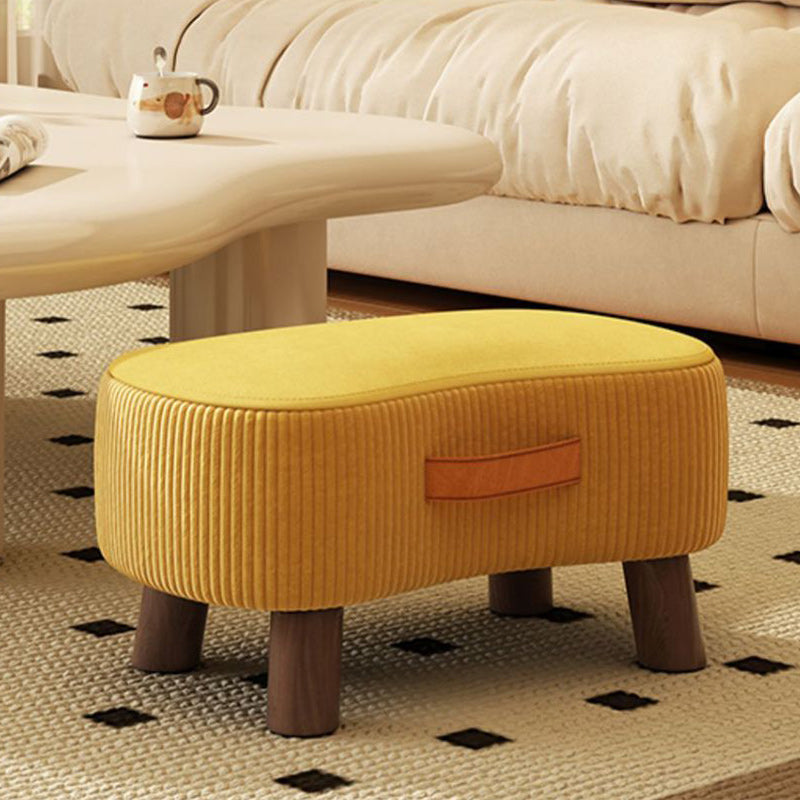 Modern Simplicity Portable Curved Rectangular Technology Cloth Wood Legs Footstool For Entryway