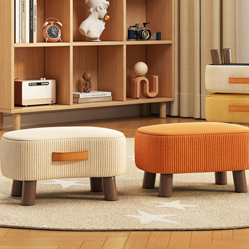 Modern Simplicity Portable Curved Rectangular Technology Cloth Wood Legs Footstool For Entryway